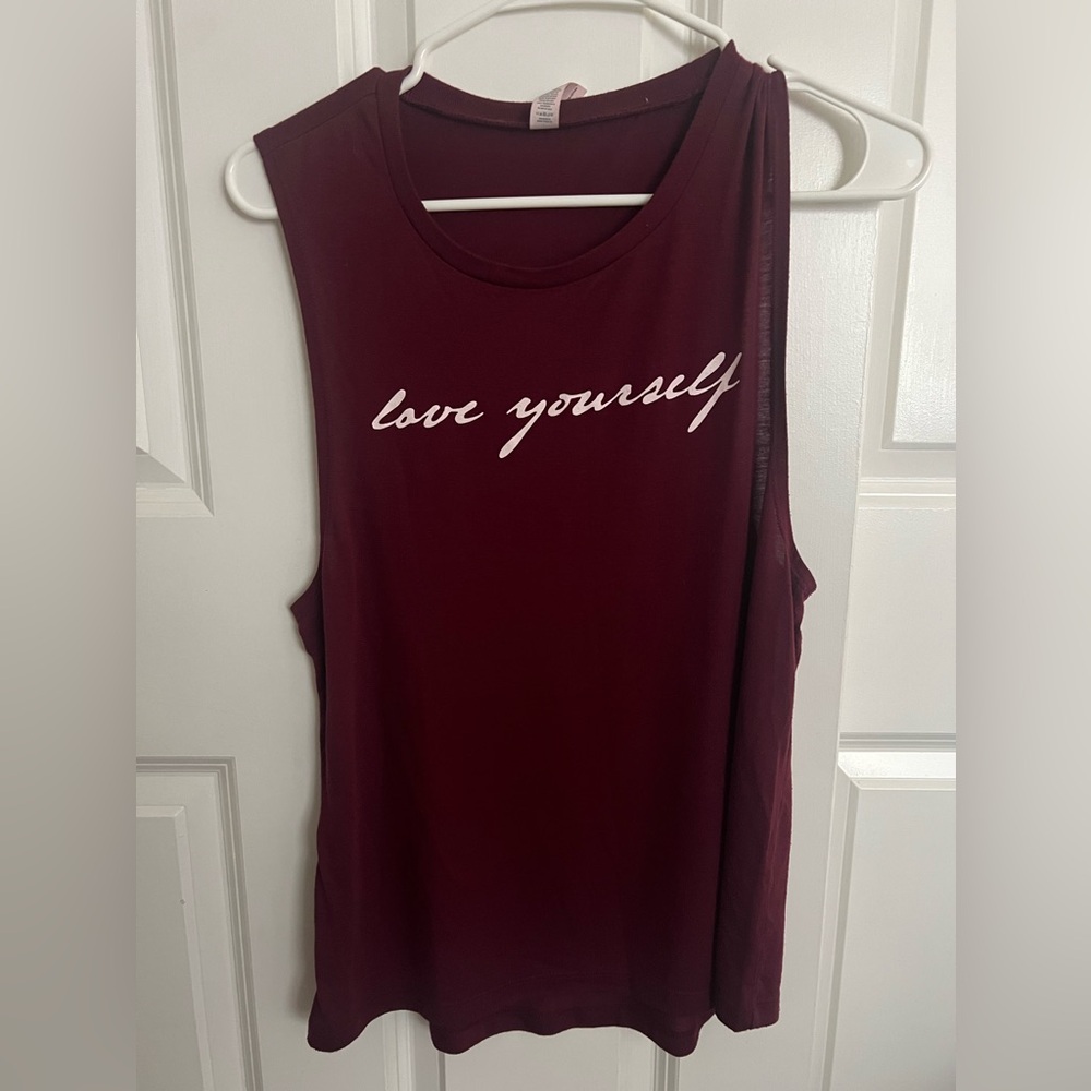 Burgundy “Love yourself” Tank